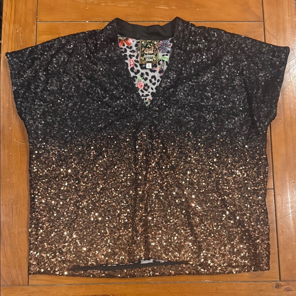 Black and Gold Sequin Top
